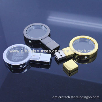 Crystal USB Flash Disks, 1 to 32GB Capacity, Circle Shape